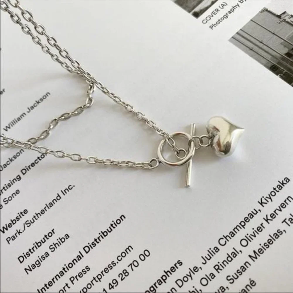 NEW 925 STERLING SILVER HEART CHAIN NECKLACE